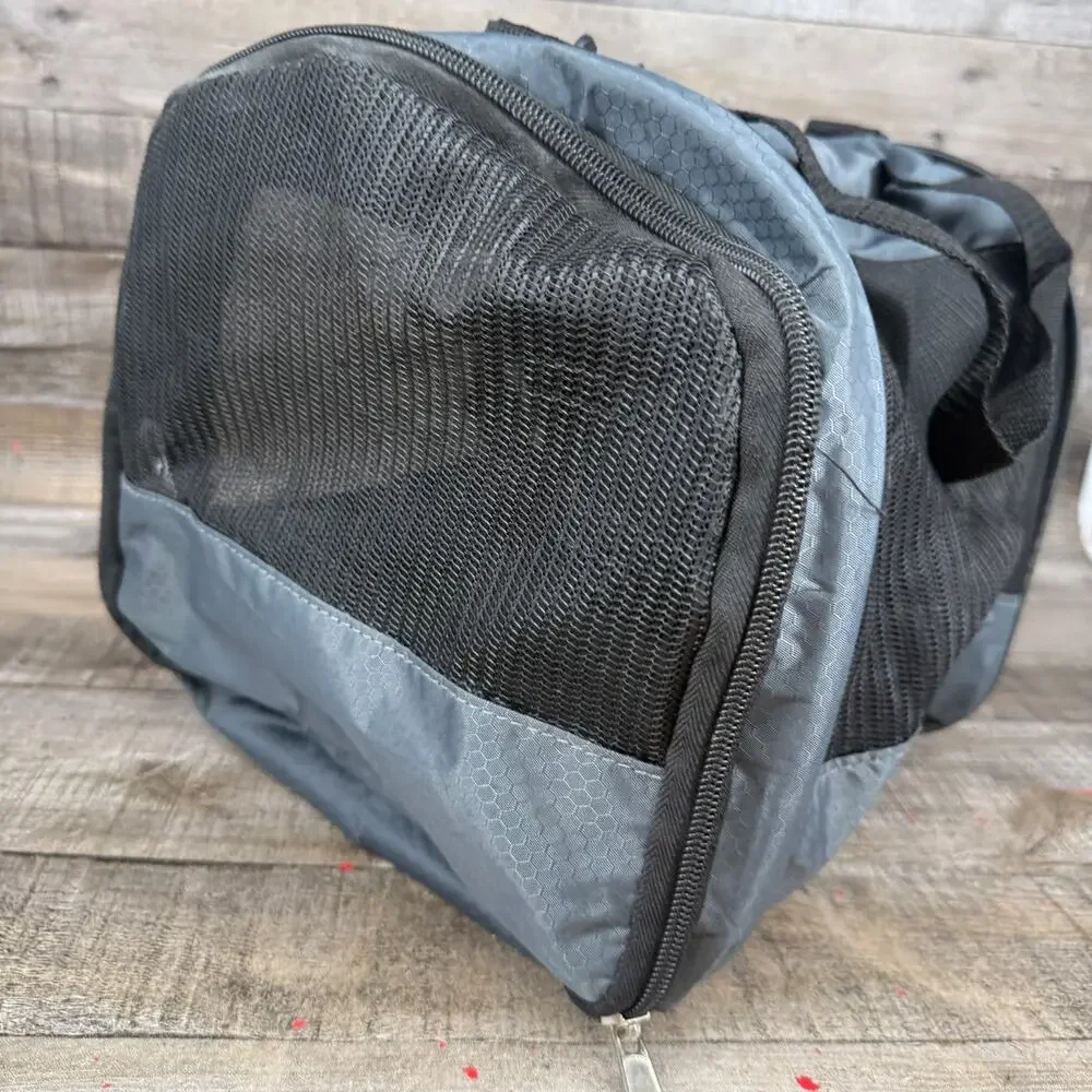 Pet Carrier Bag Shoulder Hand Strap Black Mesh Walls 12